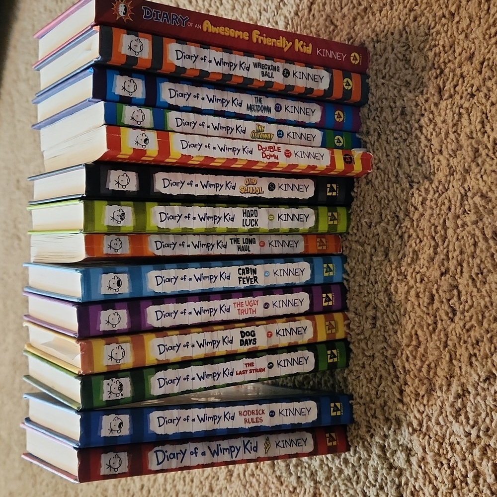 DIARY OF A WHIMPY KID BOOKS. 14 books.  3 are soft cover, hard cover others.
